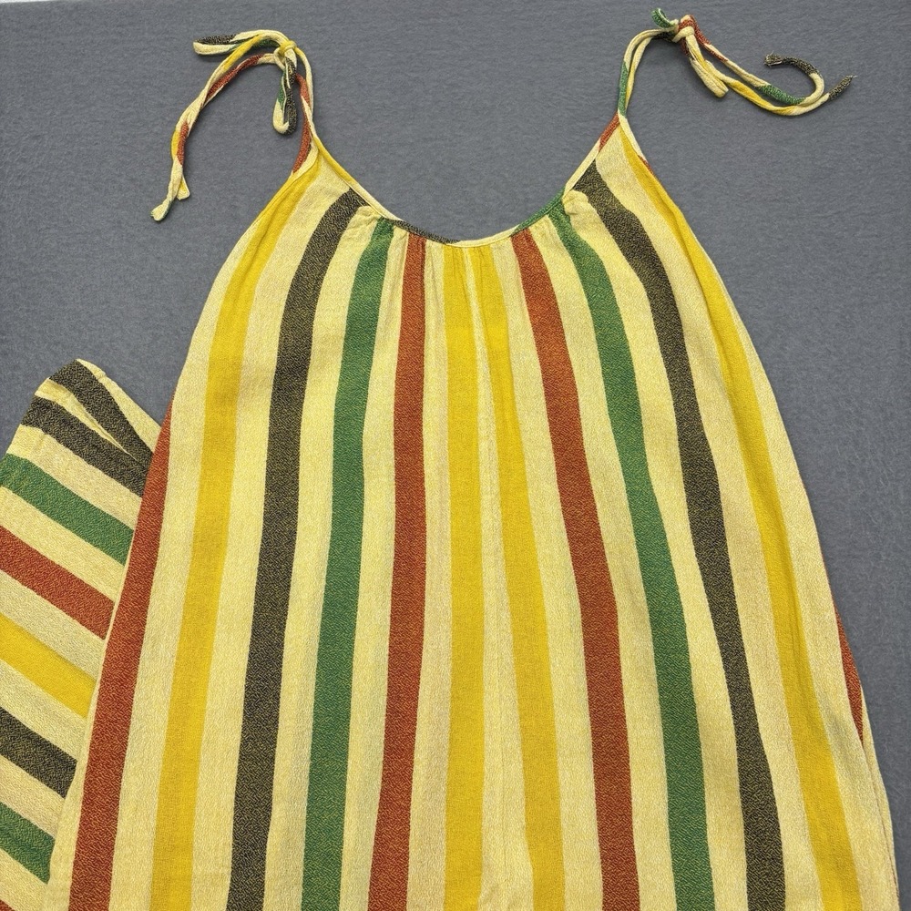 Suzie Kondi Striped Jumpsuit Cotton Gauze Resortwear Wide Leg Tie Shoulders XS - Picture 3 of 14